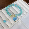 Small Daisy Popcorn Bracelet Women's Versatile Powder Crystal Sunflower Crystal Bracelet
