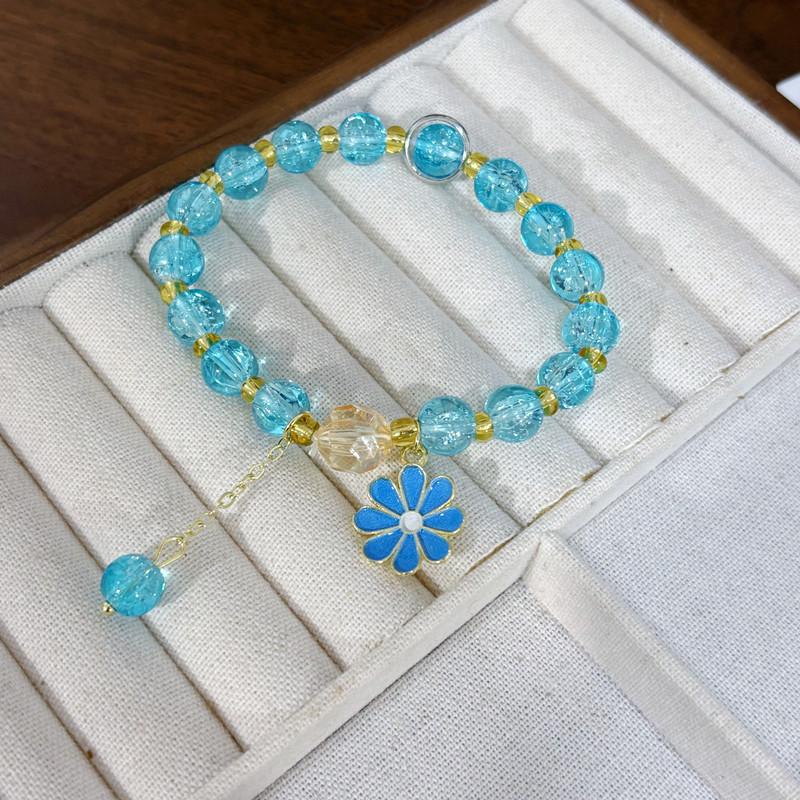 Small Daisy Popcorn Bracelet Women's Versatile Powder Crystal Sunflower Crystal Bracelet