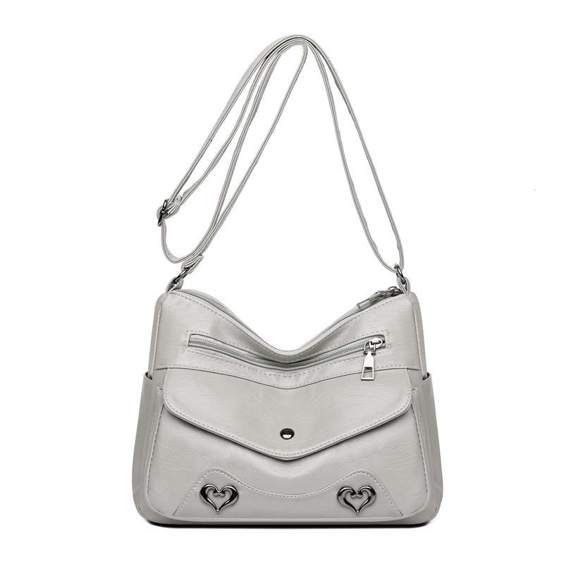 

Женская сумка через плечо из мягкой кожи, женская сумка для мам среднего возраста, сумка через плечо с несколькими карманами серый