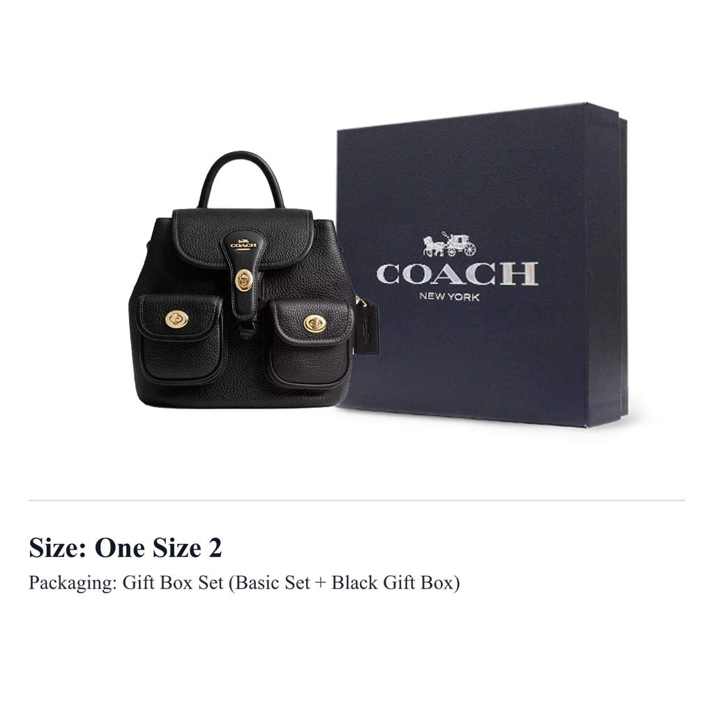COACH Hadley Smooth Leather Backpack Medium Women's Black CBH09-IMBLK