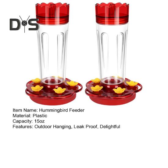 1 ks/2 ks plastové krmítko pro kolibříky o objemu 15 oz, venkovní závěsné krmítko pro kolibříky s 5 krmnými otvory pro zahradní dekoraci na terasu