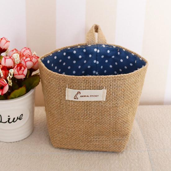 Aufbewahrungstasche, zusammenklappbar, schöner Mini-Aufbewahrungskorb aus Baumwollleinen für den Haushalt