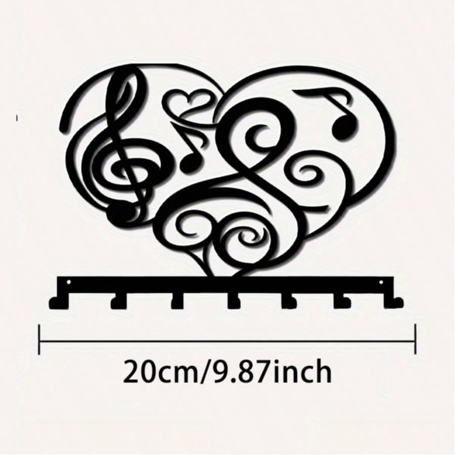 Music Theme Metal Key Hooks 7 Hooks Wall Mounted Rustproof Home Decor