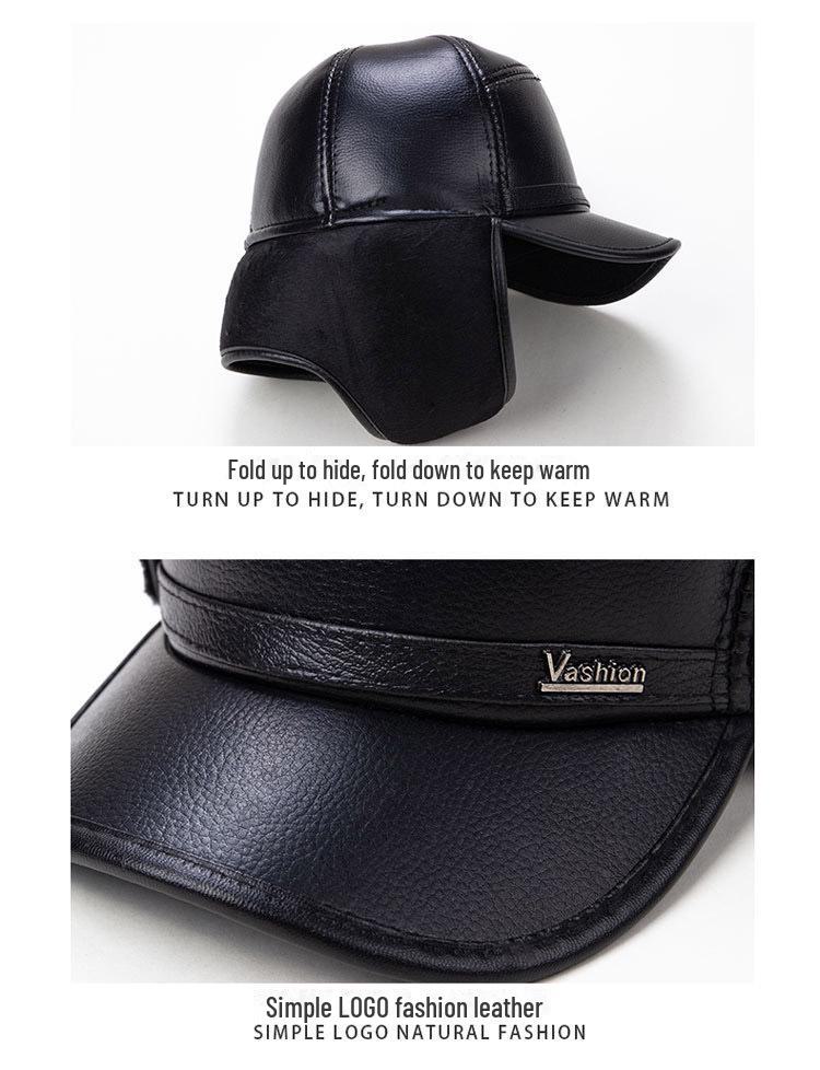 Men's Winter Velvet Hat with Ear Protection - Warm, Thick Leather Duckbill Cap