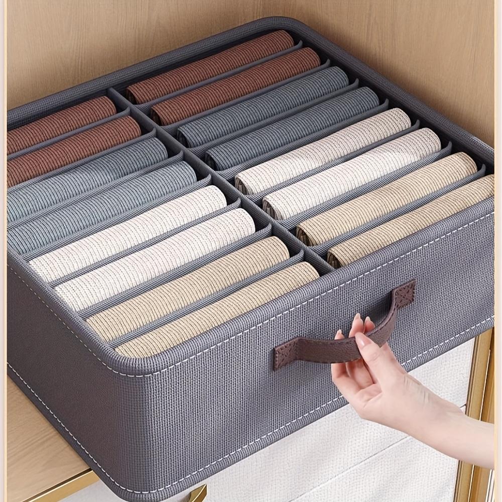 16-Compartment Canvas Storage Box with Handle Durable Fabric Drawer Organizer for Closet, Wardrobe & Home Organization Clothes Organizer Storage