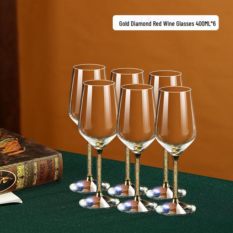 Qiuqiao Gold Luxury Crystal Wine Glass Set with Decanter
