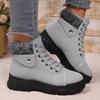 Fashion Fashion Cotton Boots Winter New Round Toe Front Lace-Up Platform Anti-Slip Wear-Resistant Booties