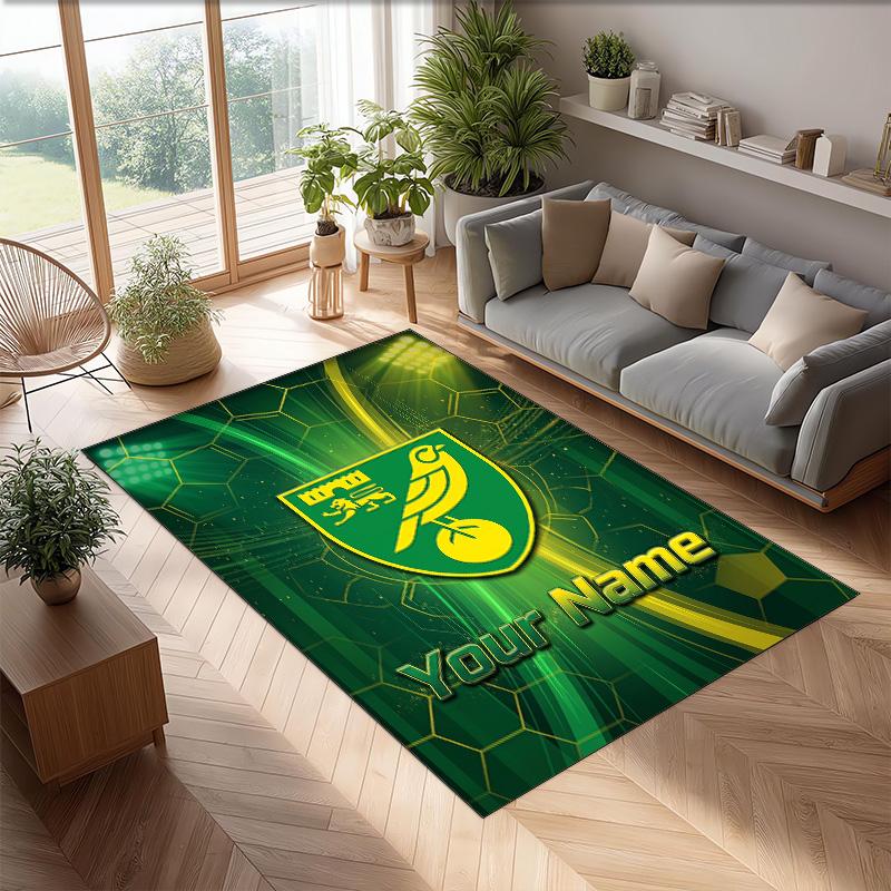 Norwich City Printed Crystal Velvet Rug Non‑Slip Crystal Velvet Carpet For Sofa Bedroom Indoor Home Decoration
