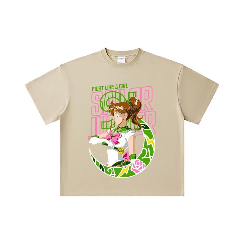 260 GSM Double Yarn 32 Count 100% Cotton Sailor Moon V7 Jupiter Print Unisex Heavy Cotton T Shirt