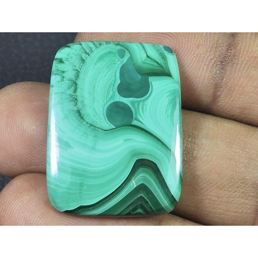 21X28X3MM Natural Malachite Flower Design Octagon Cabochon Loose Gemstone D-477