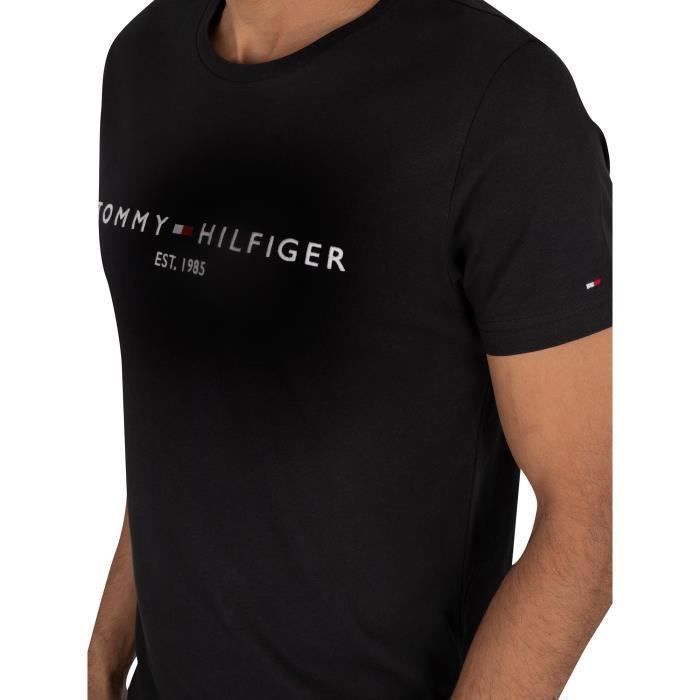T-shirt - Tommy Hilfiger - Core Logo - Noir - 100% biologique - Manches courtes