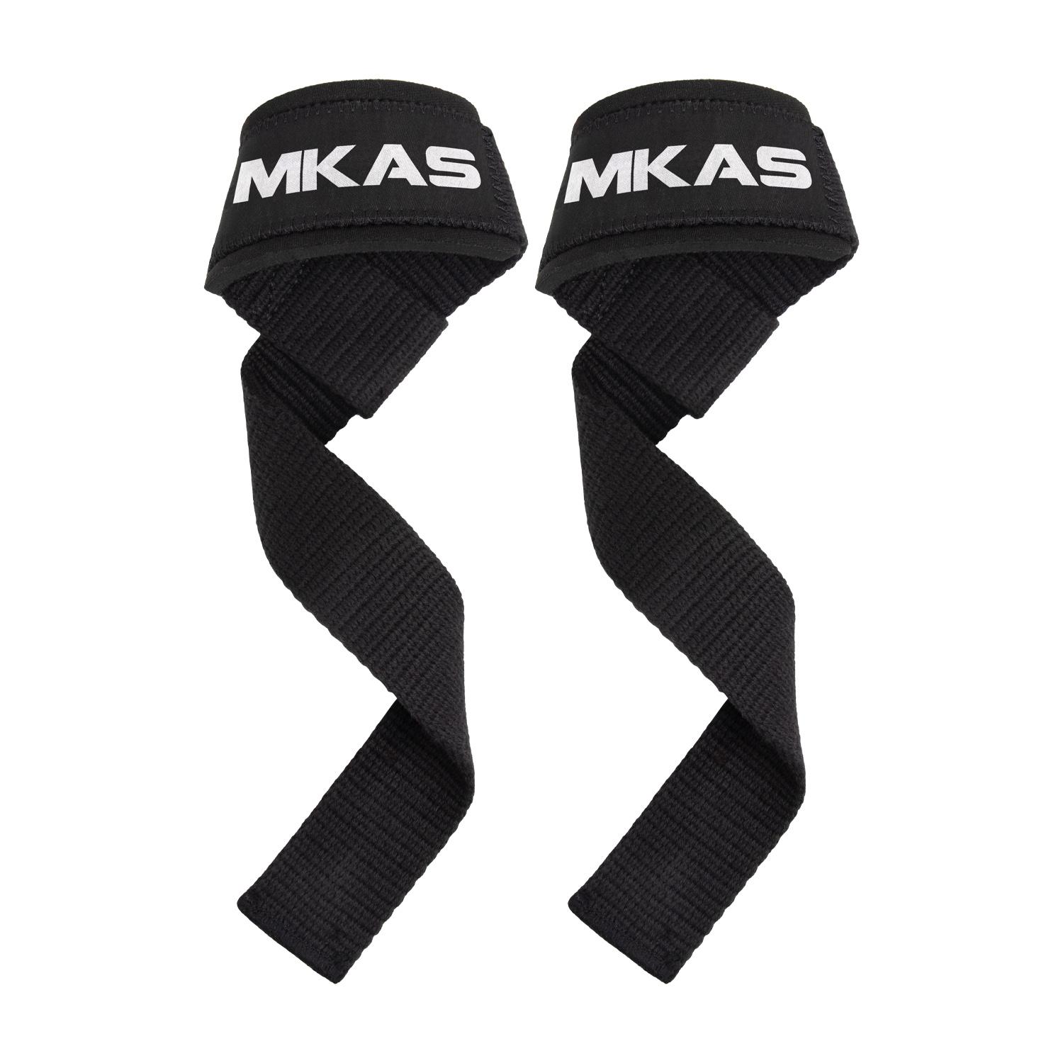 MKAS High Quality Heavy Duty Lifting Strap for Strength Training Sports Style Soft Padded Wrist Band Gym Weight Lifting Straps чёрный