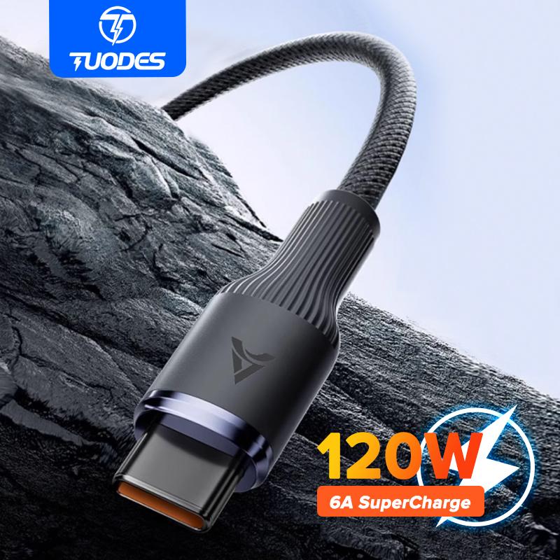 TUODES 120W USB Type C Cable Fast Charging Quick Charge 3.0 Mobile Phone Type-C USB Charger Data Cord For Samsung Xiaomi Huawei