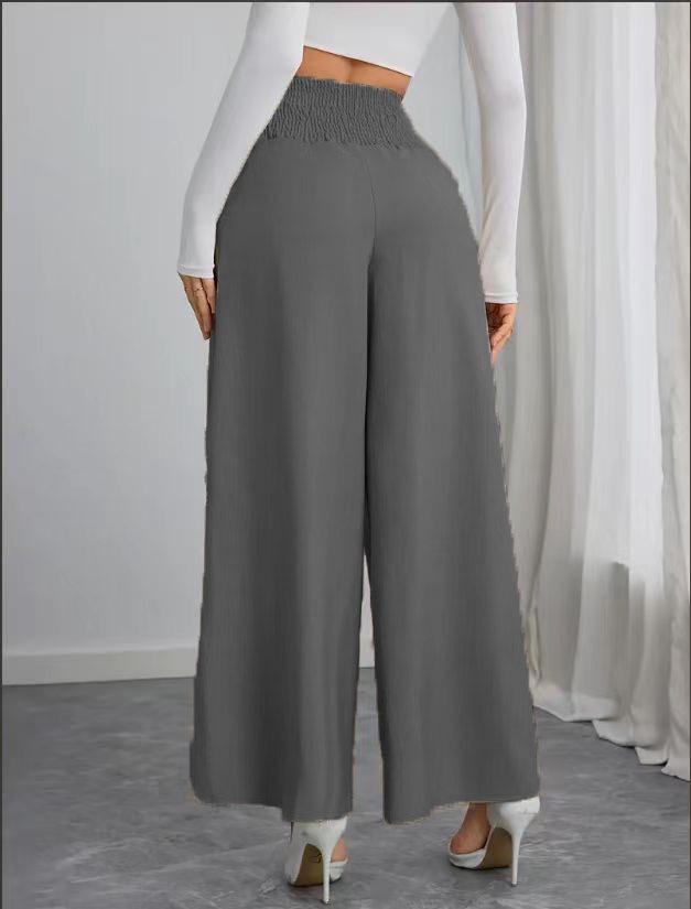 2025 High-Waisted Slimming Chain Ruched Wide-Leg Pants for Spring and Autumn