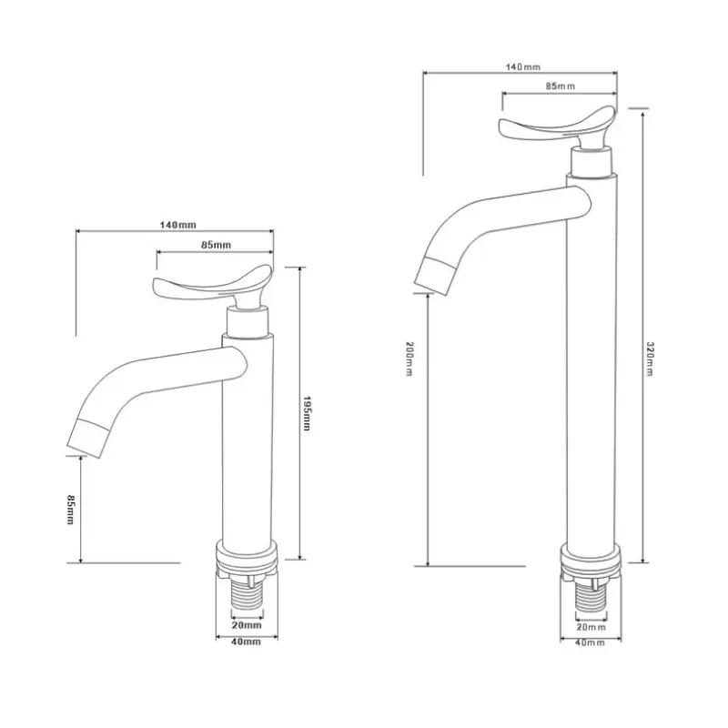 Bathroom Basin Faucet Single 304 Stainless Steel Cold Water Bathroom Sink Faucets Black and Gold  Single Handle Washbasin Tap