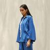 Kimono Lounge Shirt Top Women Casual Wrap Blouse Long Sleeve V-Neck Cotton Linen Blend