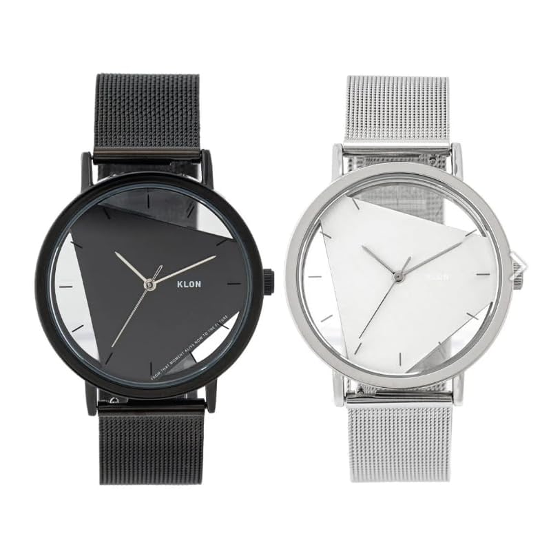 

klon pair watch watch skeleton clear men s ladies replacement belt simple KLON INVISIBLE UNIVERSAL SHAPES [triangle] 38mm (BLACK × SILVER)