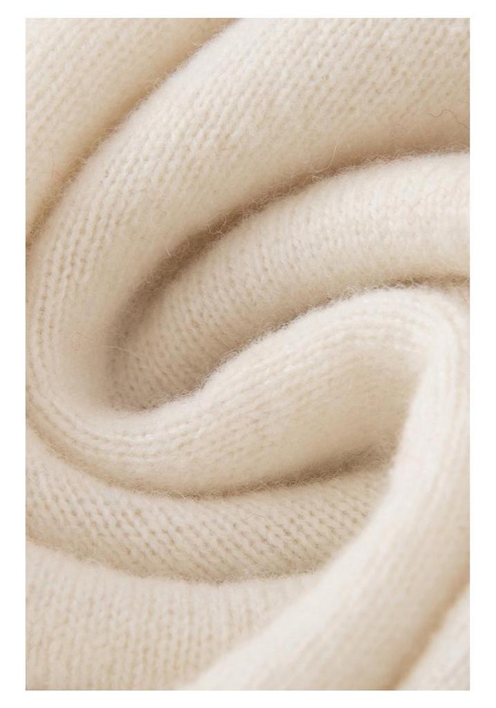 Women's 100% Wool Jacquard Knit Cardigan - Loose Round Neck, Cashmere Blend