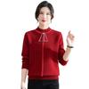 New thin middle-aged and old autumn long-sleeved top knitted pullover autumn dress middle-aged women's mother bottoming shirt
