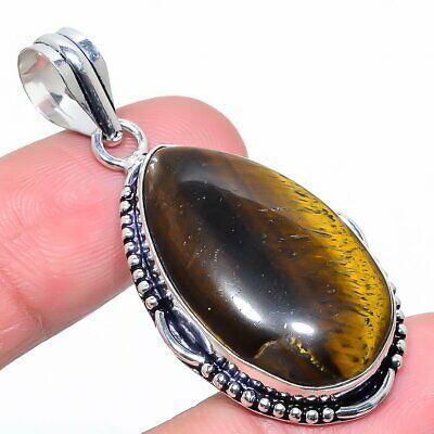 

Natural Purchritudinous Tiger Eye Stone 925 Sterling Silver Pendant 2.01 j8C05