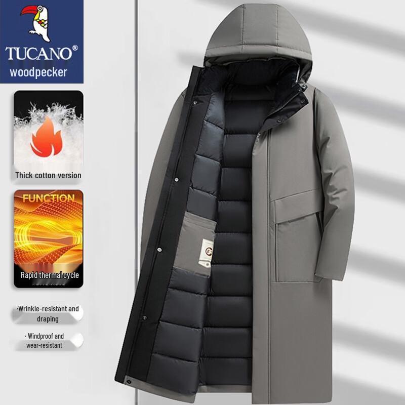 TUCANO Men's Warm Fleece-lined Long Winter Cotton Jacket
