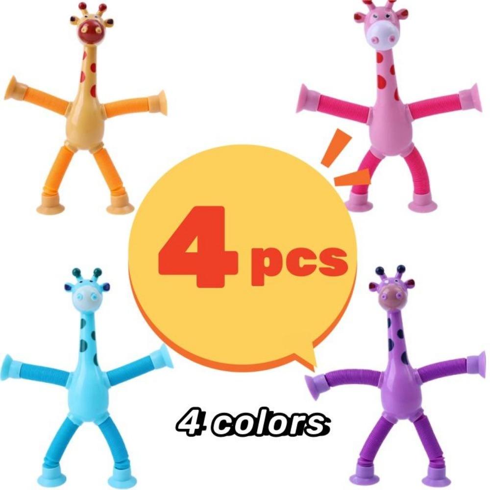 Children Suction Cup Giraffe Toys  Relief Telescopic Giraffe Toy Sensory Bellows Toys Anti-stress Squeeze Toy Toy  Kawaii