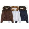 2025 Autumn/Winter Women's Short Denim Jacket with Detachable Fur Collar