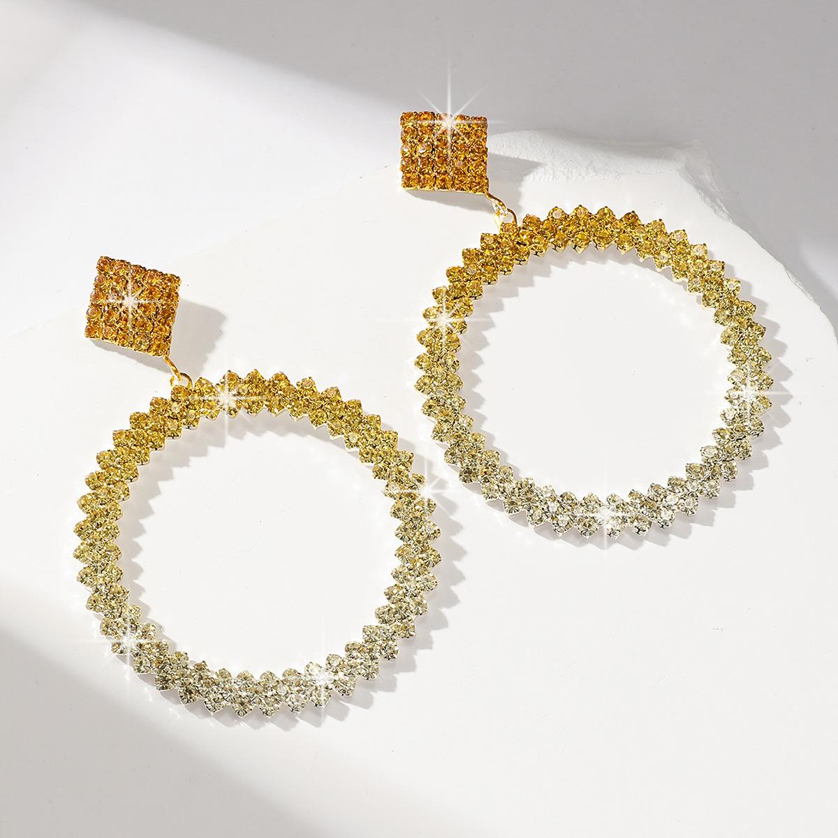 Temperament Luxury Full Diamond Shiny Earrings Women S, High Sense Geometric Round Earrings Ear Jewelry