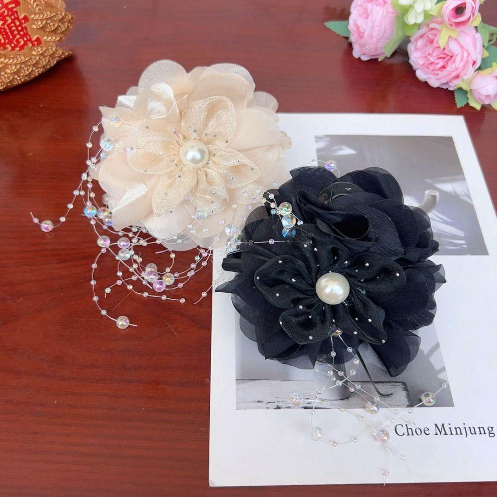 

Mesh Grasping Clip Flower Hair Claw Elegant Butterfly Hairgrips Headwear бежевий