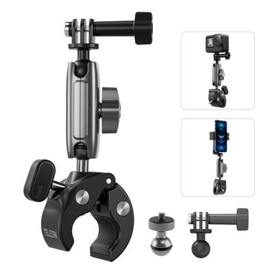TELESIN Krabbkloklämma med Justerbart Klämfäste för Smartphone för Actionkameror och Kompatibel med GoPro Hero DJI och Android-hållare, 360°