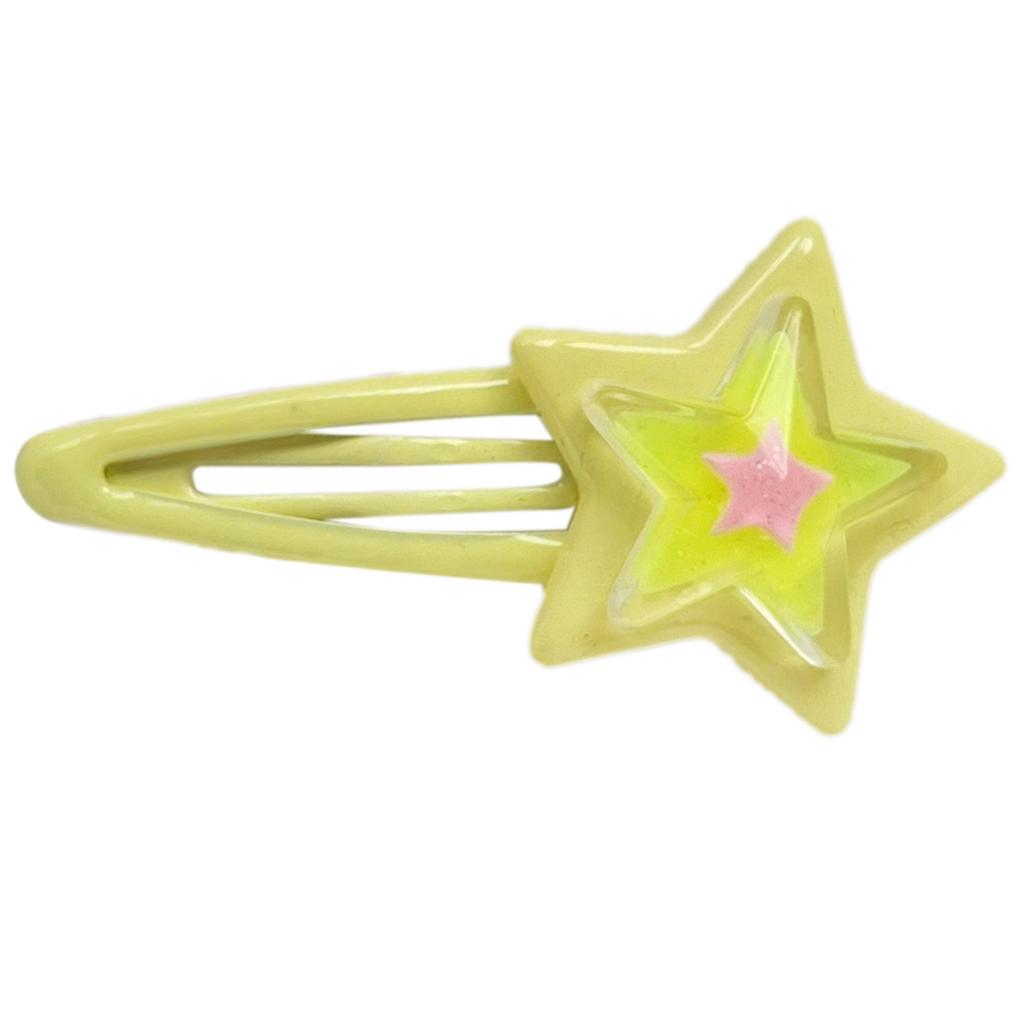 Girly Snap Clip Hairpin Y2K Girls Headdress Hair Accessories Delicate Star Color Block Mini Jelly Star Hairpin