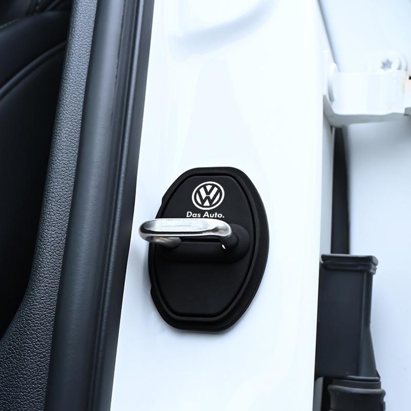 VW Car Sticker Car Sticker 4Pcs Car Door Lock Buckle Protective Cover Stickers Badge For Volkswagen VW R Polo Passat Rline Golf 4