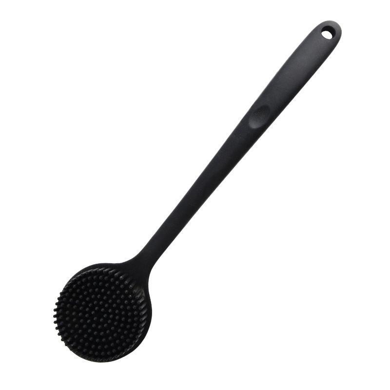 Long Handle Silicone Bath Brush Soft Bristles Exfoliating Skin Friendly with Hanging Hole for Daily Shower Back Cleaning F