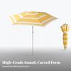 Striped Patio Umbrella with Six Ribs Protection for Courtyard