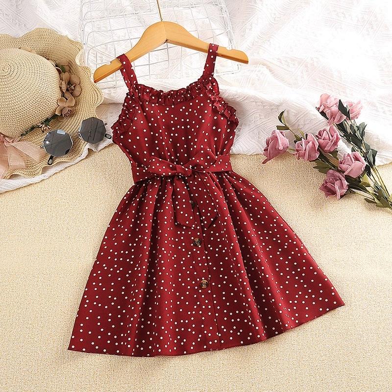 

Girl Sleeveless Dress Children Kid Casual Summer Beach Sundress Princess Dresses Clothes 7Y красный