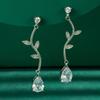 Simple Long Copper Inlaid Zircon Earrings Leaf Stud Earrings Personality Chic Earrings Temperament Elegant Women's Earrings Decoration