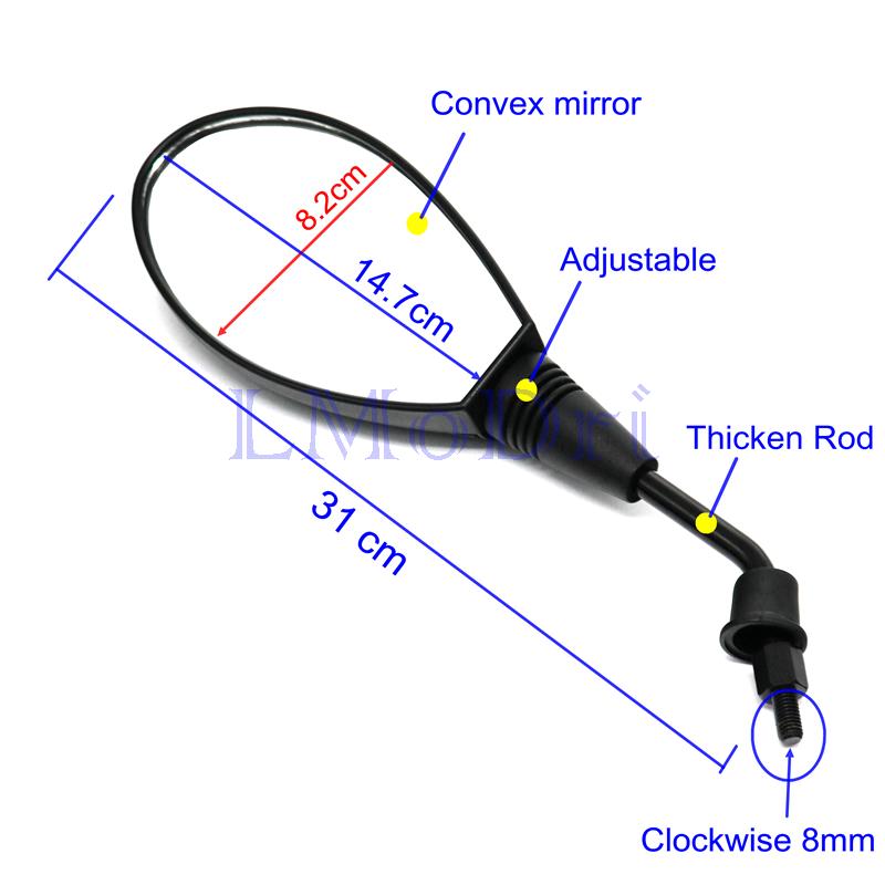 2pcs/pair LMoDri Motorcycle Rear View Mirrors Scooter Modification Mirror E-bike Back Side Mirror 8mm Convex