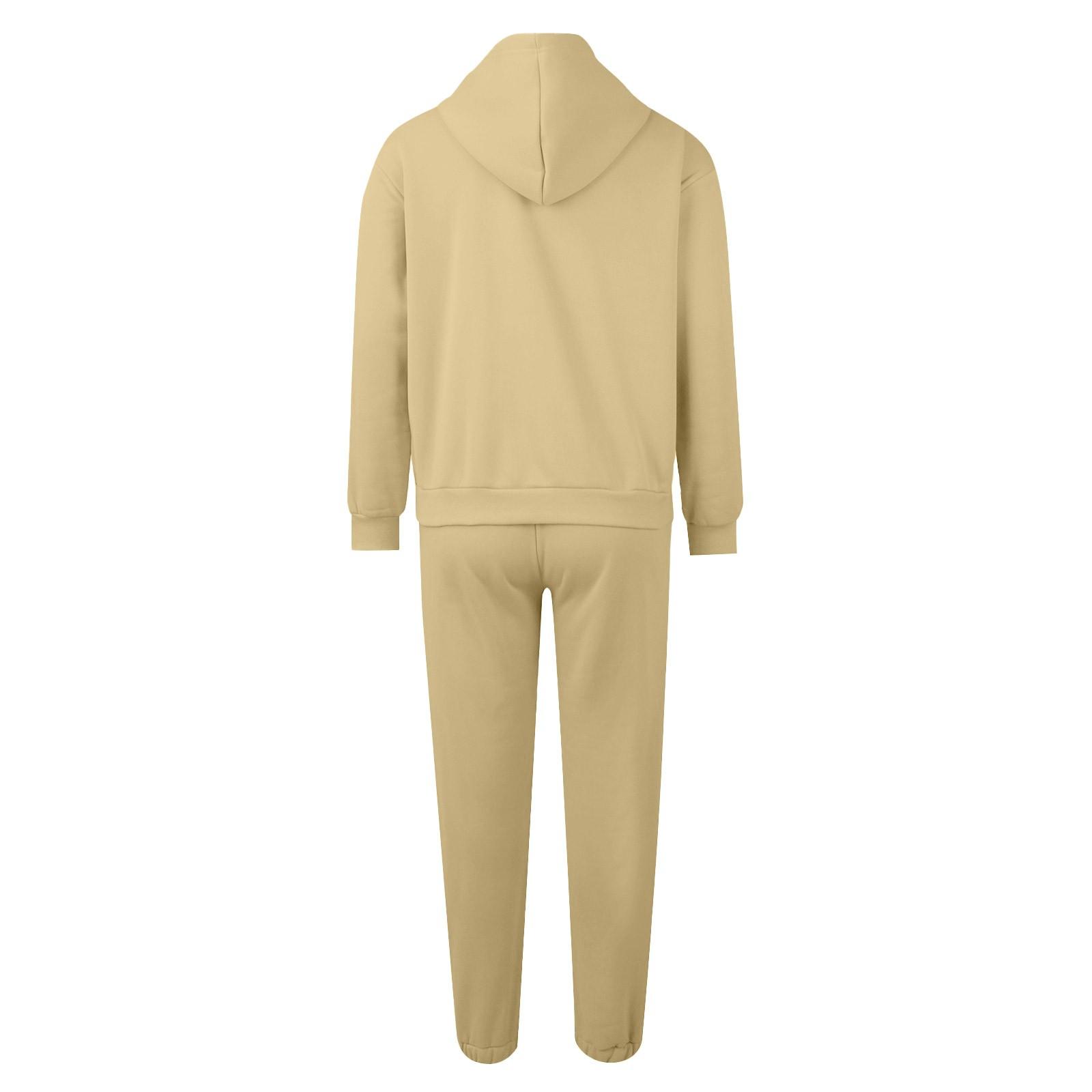 Женский однотонный спортивный комплект с капюшоном и длинными рукавами — фото 4