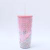 Water bottle fashion creative rainbow plastic bubble cup summer cute couple straw cup Internet celebrity foam double layer crushed ice cup