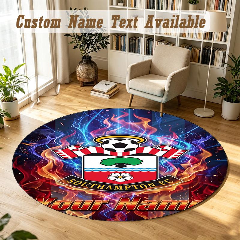 Round Rug Custom NameSouthampton FC Pattern Non Slip Carpet Home Floor Decor