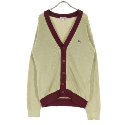 Bicolor Emblem Long Sleeve Cotton Knit Cardigan S Beige Men's Used
