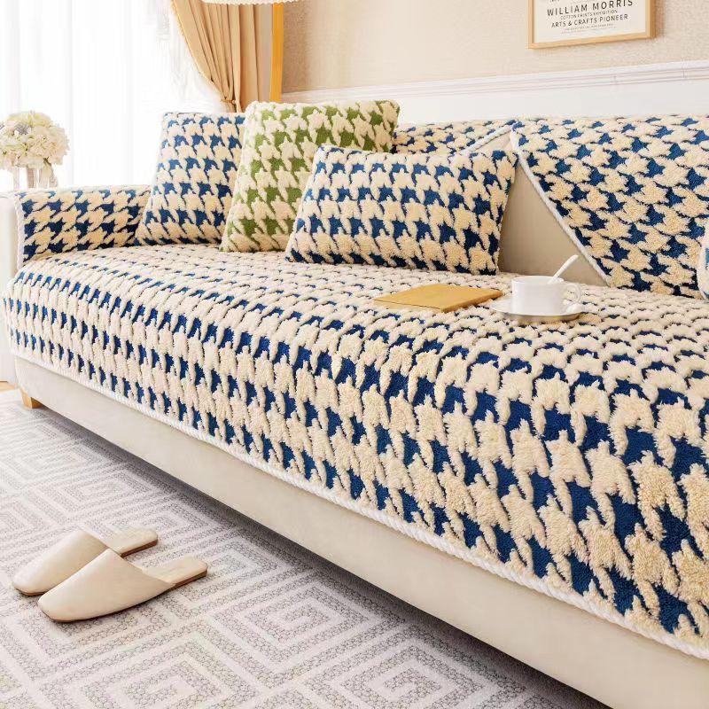 Sofa Cushion Winter Thickened Fleece Cushion Non-Slip Leather Sofa Cover Armrest Cover Towel