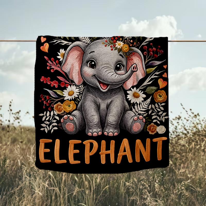 1PC Custom Name Elephant Artwork flannel blanket versatile,all-season throw suitable for the living room,bedroom,camping,travel,and gift