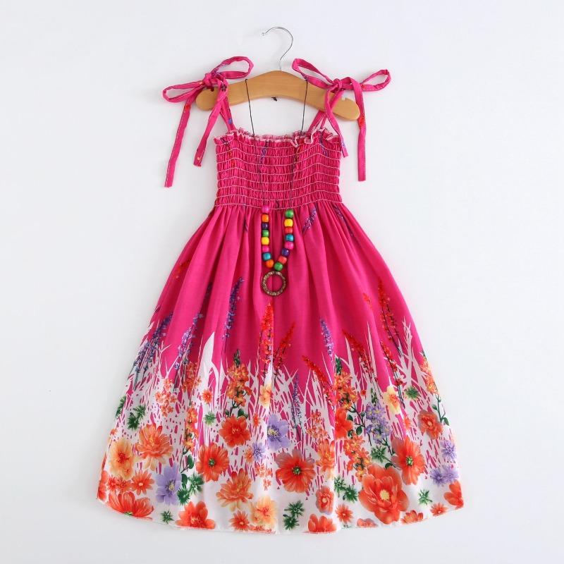 Shabohemian mother and daughter beach skirt parent-child suspender skirt girls floral vest skirt