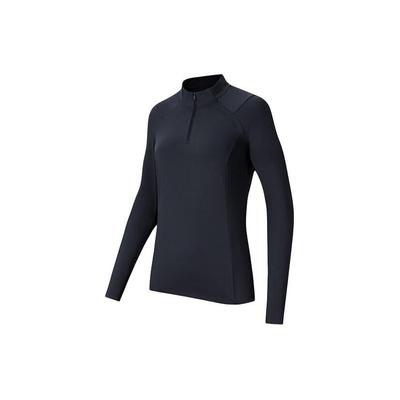 Slim Fit Half Zip Long Sleeve Running Fitness T-Shirt Women Tops Basic-Black 162417402-2