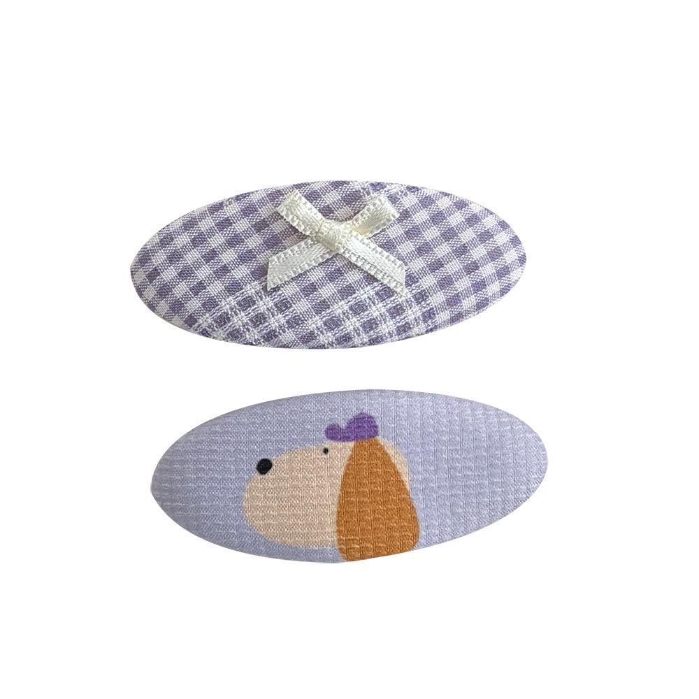 Rosa Geometrische BB-Clip & Karierte Haarnadel Set im Koreanischen Stil für Mädchen (2 Stücke)