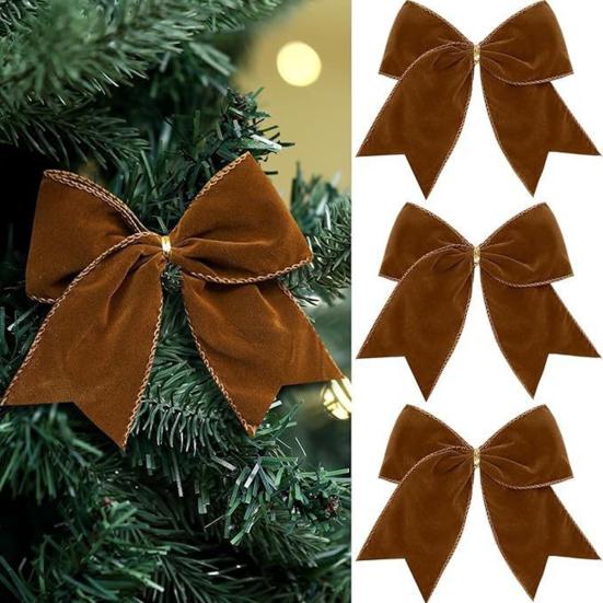 4/12ks Velká vánoční sametová mašle dekorace Vintage jednobarevná závěsná mašle ozdoba Vnitřní Venkovní Vánoční svátky Párty Látková mašle Věnec Strom Dekorace