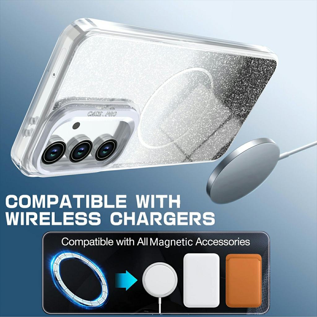 For Samsung Galaxy S25 FE Magnetic Case Gradient Glitter Shockproof TPU PC Phone Cover