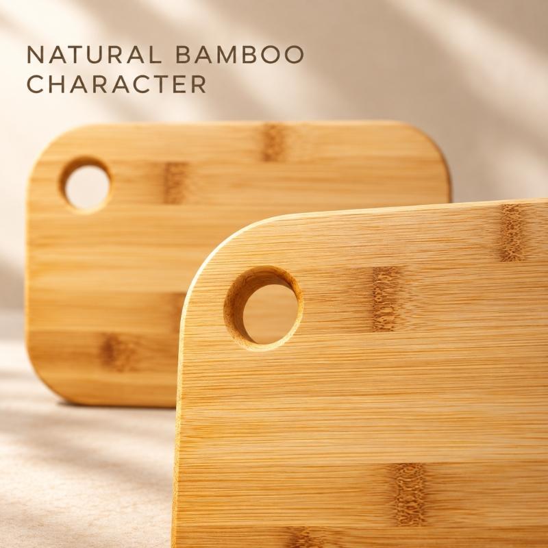 Cutting Board Set with 2 Smooth Sanded Boards, Rounded Corners, and Hanging Holes for Cutting Fruit, Vegetables, and Bread in the Kitchen