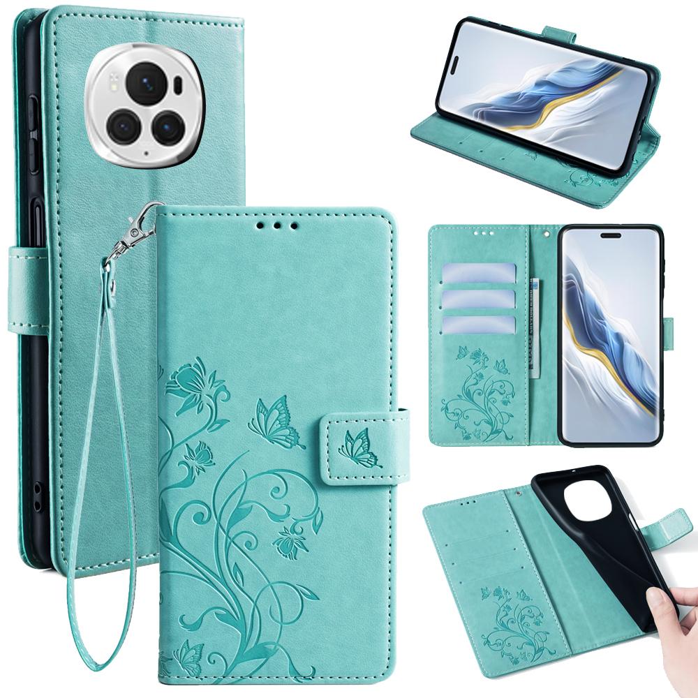 Pour Honor Magic6 Pro 5G Étui Portefeuille Motif Fleur Papillon Cuir PU Support Housse de Téléphone